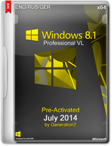 Windows 8.1 Professional VL July 2014 By Generation2 6.3.9600 (x64) (2014) [RUS|MULTI]