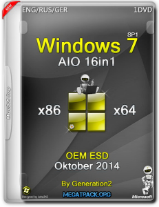 Windows 7 SP1 AIO 16in1 OEM ESD Oktober by Generation2 (x86/x64) (2014) [ENG/RUS/GER]