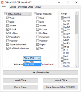 Microsoft Office 2013-2016 C2R Install 4.7 by Ratiborus [Multi/Ru]
