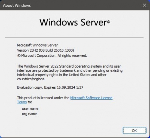 Windows Server 2025 Beta builds 23H2 26010.1000 [EN] (Updated January 2024) 23H2 26010.1000 Prerelease 231201-1336 [En]